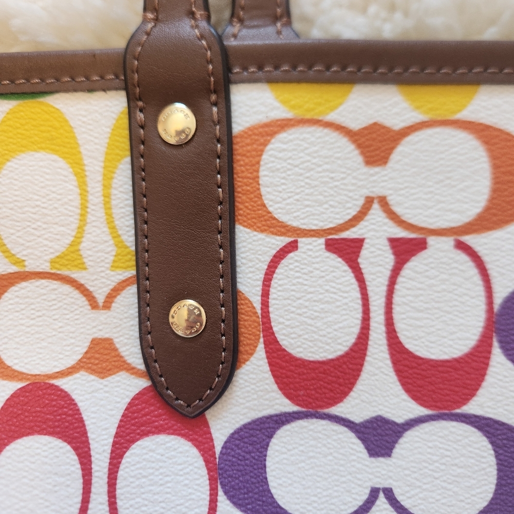 Coach Reversible City Tote in Rainbow Signature Canvas Pride Collection 2463 - Picture 7 of 12